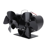 Stove Fan Heat Powered Aluminum Alloy 4 Blades Dual Head Fireplace Fan for Replacement Black V1294-YM0706-3114230125511