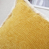 SOGA 50cm Throw Pillow Turmeric Yellow Aesthetic Chenille Texture for Home Decor FRENCHCUSHION313