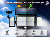 210 LED Outdoor Wall Light Integrated Solar Panel and 3 Sensor Modes , 3 Head Adjustable LED V888-ELOSUNG55117-2