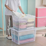 82 Litre Modular Clear Foldable Storage Box with Lid Plastic Tub Collapsible V563-75201