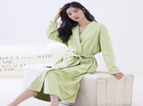 Green XL size Women's Cotton Robe Autumn/Winter Bathrobe & Morning Gown Long Sleeve, Mid-Length, V888-ELOSUNG50055