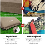 Weisshorn Self Inflating Mattress Camping Sleeping Mat Air Bed Double Set Coffee CAMP-MAT-SUE-SIN-COX2