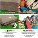 Weisshorn Self Inflating Mattress Camping Sleeping Mat Air Bed Double Set Coffee CAMP-MAT-SUE-SIN-COX2