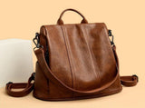 Womens Waterproof Anti-Theft Backpack with PU Leather, Large Capacity and Hidden Back Zipper Pocket V1189-LC-RY-00580
