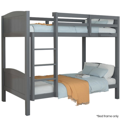 KINGSTON SLUMBER Single Bunk Bed Frame, Solid Pine 2-in-1 Modular Design Convert to 2 Single Beds, V219-BEDSBBKS03GA