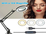 Illuminated Magnifying Glass with 72 LEDs, 8X/10X Magnification, New USB, 3 Colors, for Soldering V1366-AZ2-W-02227