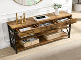 Console Table with 3 Drawers, Industrial Entryway Table with 3 Tier Storage Shelves V1127-C-CNT4-BR