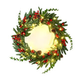 Jingle Jollys Christmas Wreath 60CM LED Garland Berries Pine Cones Party Decor XM-TR-WRE-RD-2FT-LED