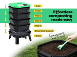 Gardeon Compost Bin 4-Tray Stackable Worm Farm Composter with Liquid Fertiliser Tap CBIN-4LVL-GNBK