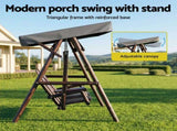 Gardeon Outdoor Wooden Swing Chair with Canopy Middle Table Charcoal GSC-W2S-CUP-CC-AB
