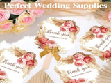 50 Sets Wedding Fans for Guests Bulk Thank You for Celebrating with Us Fans Hand Fans Handheld V1192-AZ-W-12094