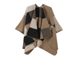All-season Knit Outfit Wrap, Neat Block Square Colour Matching, Khaki V1221-XM-LB2146-ZS57