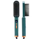 Negative Ion Electric Hair Comb Brush Dual Purpose Hair Straightener Curler Styling Tool GreenUS V1294-YM0901-3113210117714