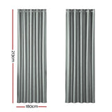 Artiss 2X Blockout Curtains Eyelet 180x213cm Grey Shine BC-SHINE-180X213-GY