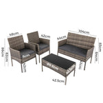 4 Seater Wicker Outdoor Lounge Set - Mixed Grey V264-OTF-529S-LGR