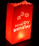 50 Pack Red Happy Birthday Luminary Paper Candle Tea Light Lantern Bags Garden Anniversary Birthday V382-REDBDYLUM50