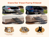 Dog Stairs for Car, 5 Steps Extra Wide Foldable Dog Ramp for Large Dogs with Non-Slip Rug Surface, V952-KZDGLTEKMZFHUGZNR001V0
