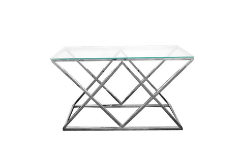 Alsea Console Table Silver Base - Clear Glass V292-CON-ALS001