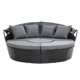 Gardeon Sun Lounge Setting Wicker Lounger Day Bed Patio Outdoor Furniture Black ODF-SUNBED-180OT-BK-ABC