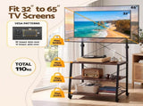 Artiss Mobile TV Stand 32-65 Inch TVs Mount 50kg with 3 MDF Shelves Lockable Wheels Adjustable Feet TV-MOUN-3T-WAL