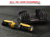 Powertrain 48kg Adjustable Dumbbell Set Home Gym Exercise Equipment Weights Gold DMB-BF1-024-GD-2