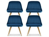 Artiss Dining Chairs Set of 4 Velvet Channel Tufted Blue UPHO-D-DIN203C-VEL-BLX4