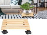 Wooden Flower Plant Pot Base Roller Moving Tray Rack Holder with Wheels for Garden Supplies V1294-YM0901-3111200163411