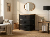 CARLA HOME 3 Drawer Fabric Storage Dresser - Steel Frame - Black - Storage Rack - Rustic V178-36405