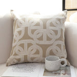 SOGA 2X 50cm Throw Pillow Beige Interlocking Geometric Pattern Modern Accent for Home Dcor FRENCHCUSHION339X2