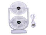 Dual Head Desk Fan USB Rechargeable 3 Speed Portable Electric Floor Fan for Home Office Dorm Travel V1294-YM0901-3113260000711