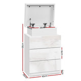 Artiss 2X Bedside Table LED 3 Drawers - COLEY White FURNI-O-LED-BS-3D-WHX2