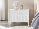 Sarantino Diego Bedside Table Night Stand with 2 Drawers - White TBL-075-04-WH