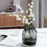 Black Grey Glass Vase for Flowers,Dark Grey Bud Tall Glass Vases,Simple Striped Design for Home V1192-AZ-W-15848