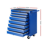 Giantz 7 Drawer Tool Box Cabinet Chest Trolley Storage Garage Toolbox Blue TB-7DR-RL-BL