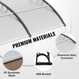 Window Door Awning Canopy 40" x 40", UPF 50 Polycarbonate Entry Door Outdoor Window Awning V952-MCZYPYCBS4040ML75V0