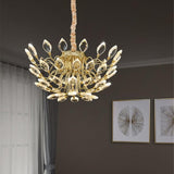 BAMDECOR C3348 Modern Luxury Crystal-leaf Chandelier LED Fashion Creativity Pendant Ceiling V255-BAM-C3348-60