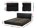 Artiss RGB LED Double Bed Frame with Beside Table Set 16 Colour Mood Lighting BFRAME-BS-LUMI04-D-BK