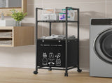 2-Tier Laundry Room Shelves with Storage Drawer with Wheels, Adjustable-Shelf Storage Rack, Metal V1370-AZ4-18542