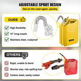 VEVOR Jerry Fuel Can, 20 L Portable Jerry Gas Can with Flexible Spout System, Rustproof ＆ V952-JBYTHSBDDWC3LGPANV0