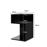 Levede 1xBedside Tables Drawers Side Black NI1036-BK_NZ