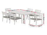 Gardeon Outdoor Dining Set 7 Piece Aluminum Table Chairs Setting White FF-DINING-7CLS-WH-AB