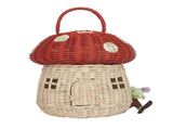 Rattan Mushroom-Shaped Storage Basket- Handmade Handcrafted, Pink V1370-AZ4-07882