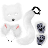 Plush mask with fox tail and ears set, cat tail fox costume cosplay costume with cat ears and paw V1188-JAR108-05156-3