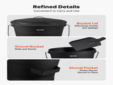 Ash Bucket, 4 PCS with Lid, Shovel, Broom and Gloves, Metal Fireplace Charcoal Bucket and Ash Can, V952-BLHT4JTDGYXTGG4LL001V0