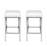 Artiss 2x Bar Stools Leather Padded Metal White BA-TW-9076-WHX2