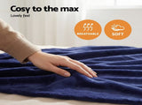 Giselle Electric Throw Rug Double Size 200x180cm Coral Fleece Heated Blanket Navy Blue EB-C-THROW-RUG-200-NVB