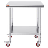 VEVOR Stainless Steel Work Table with Wheels 24 x 30 Prep Table with casters Heavy Duty Work Table V952-SYGZT30X24INDJL01V0