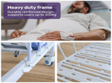 EQUIPMED 4 Function Medical Bed, w/ Mattress & Over Bed Table, Easy Manual Adjustable Back and Leg V219-BNSADBEQM03A