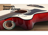 Alpha 38 Inch Acoustic Guitar Wooden Body Steel String Full Size Left Handed GUITAR-D-38-NAT-LF