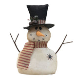 Vintage Fabric Snowman Desktop Figurine Holiday Tabletop Christmas Ornament 10.6x10.6in V1369-AZ3-W-14887